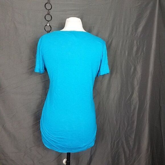 Color Story Medium Electric Blue High Low Short Sleeve Pocket Tee T Shirt NWOT - Picture 8 of 10